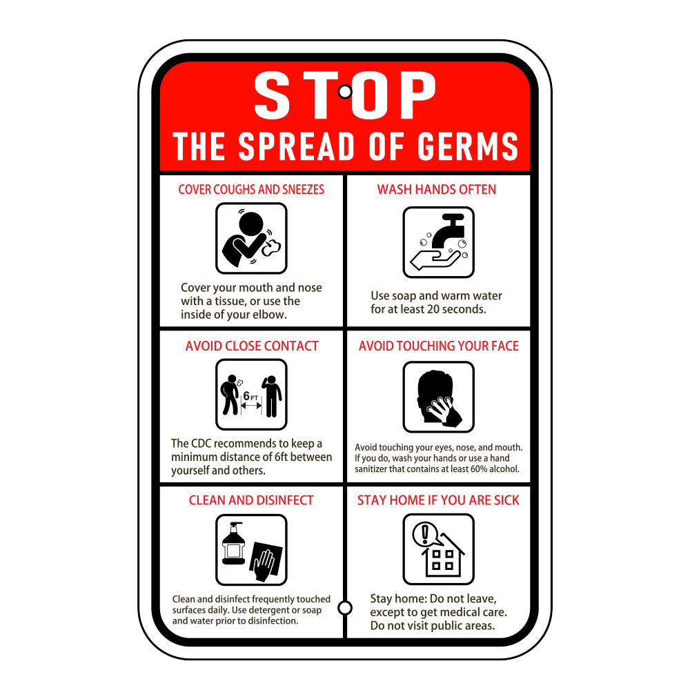 Stop the Spread of Germs Sign