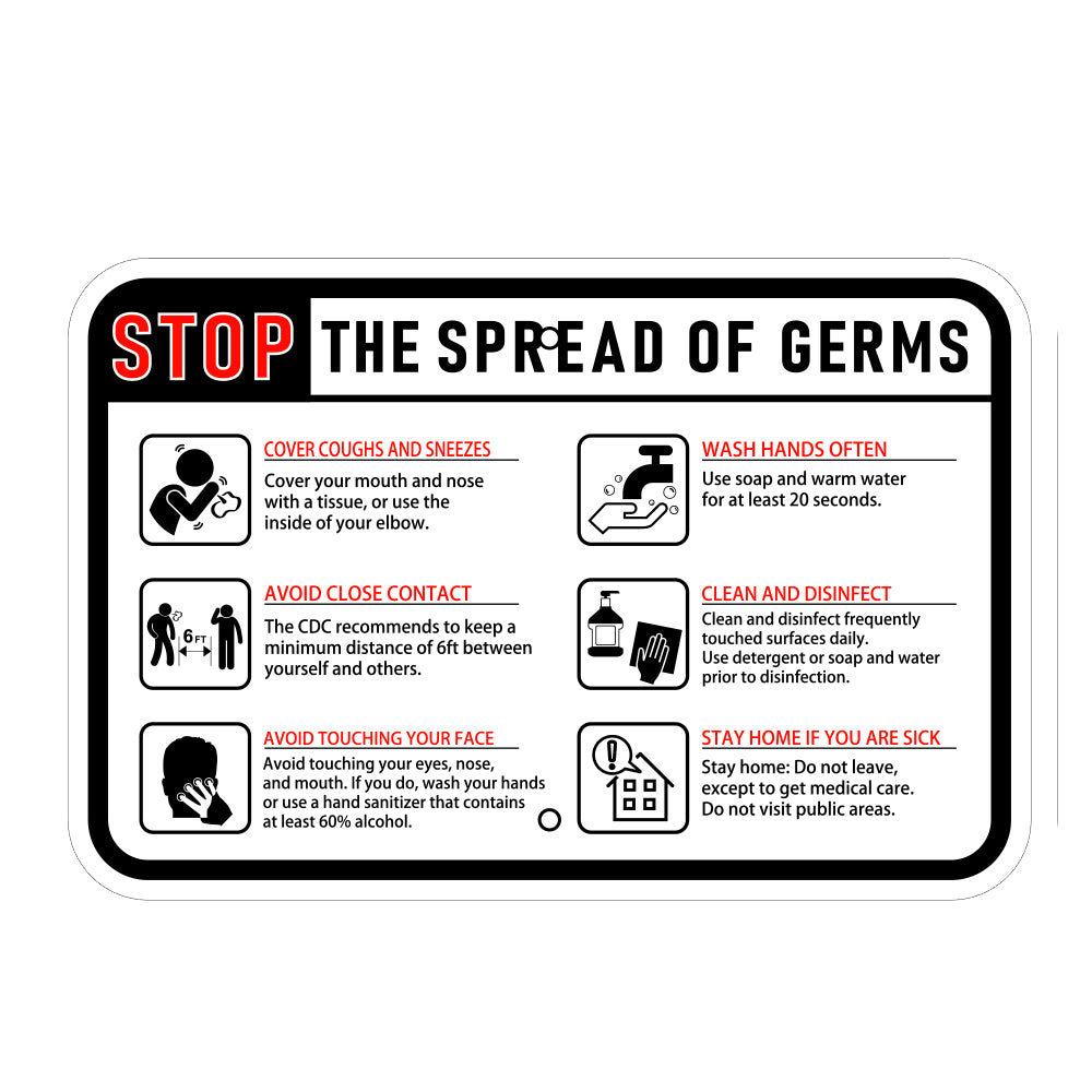 Stop the Spread of Germs Horizontal Sign