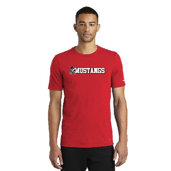 Mustangs Nike Mens Dri-fit Tee Red