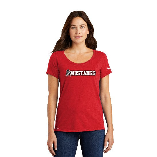Mustangs Nike Ladies Dri-fit Tee Red