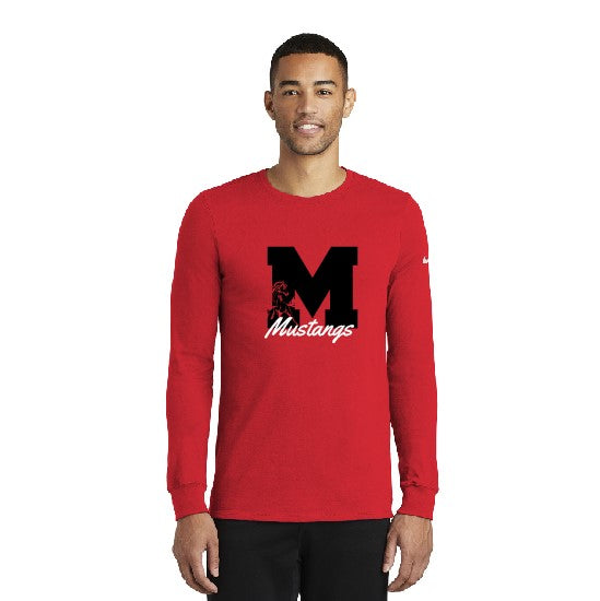 Nike Dri-fit Long Sleeve Tee Block M Red