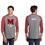 Block M District 3/4 Sleeve Raglan Red