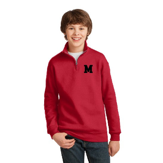 Embroidered M Youth NuBlend 1/4 Zip Collar Sweatshirt